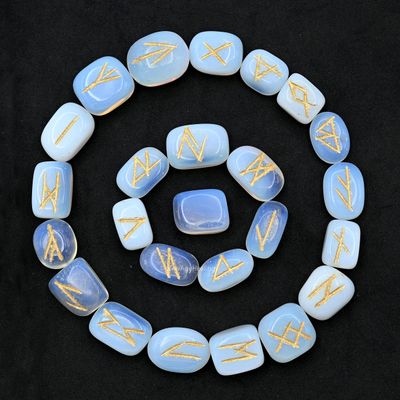 Amazing Gemstone Opalite Runes Crystal Runes Set of 25 Engraved Rune Stones with Runes Book PDF