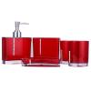 5 Pcs Bathroom Accessories, Red Bathroom Accessories Bath Accessory Set Ensemble Kit Acrylic Bathroom Set, Toilet Brush and Lder Set with 2 Cups Toothbrush Holder Dish Dispenser Red Bathroom view 1