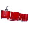 5 Pcs Bathroom Accessories, Red Bathroom Accessories Bath Accessory Set Ensemble Kit Acrylic Bathroom Set, Toilet Brush and Lder Set with 2 Cups Toothbrush Holder Dish Dispenser Red Bathroom view 4