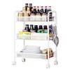 WINSIMO Exquisite Honeycomb Net 3 Tiers Storage Cart with Hook Ivory White Convenient and Neat for livingroom,Bedroom,Kitchen,Bathroom view 1