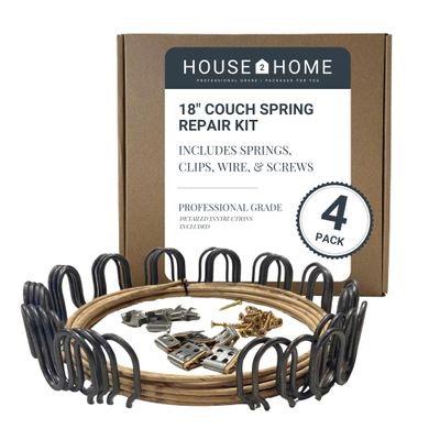 House2Home 18" Couch Spring Repair Kit - Fix Sofa with 4 Springs, Clips, Stay Wire, Screws & Instructions