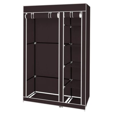 67" Portable Clothes Closet Wardrobe with Non-Woven Fabric and Hanging Rod Quick and Easy to Assemble Dark Brown Clothes Storage Organizer Closet for Home, Dorm, Garage etc. No-Tool Assembly