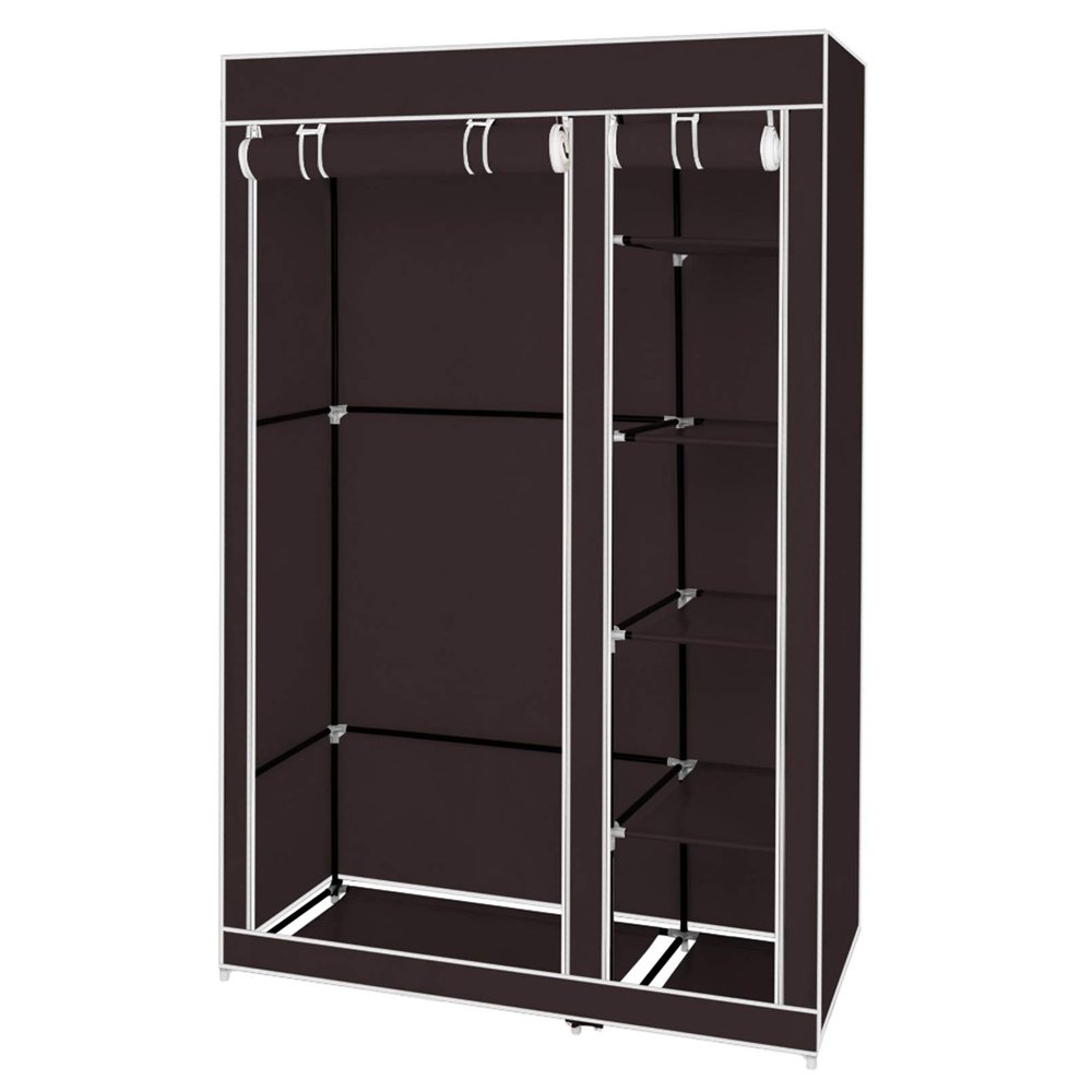 67" Portable Clothes Closet Wardrobe with Non-Woven Fabric and Hanging Rod Quick and Easy to Assemble Dark Brown Clothes Storage Organizer Closet for Home, Dorm, Garage etc. No-Tool Assembly