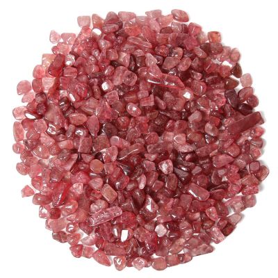 1.1lb Natural Crushed Red Strawberry Quartz Crystal Tumbled Chips-Healing Crystals Chips Bulk, Crushed Crystal Gemstones for Crafts, Beautiful Package for Gift(Red Strawberry Quartz)