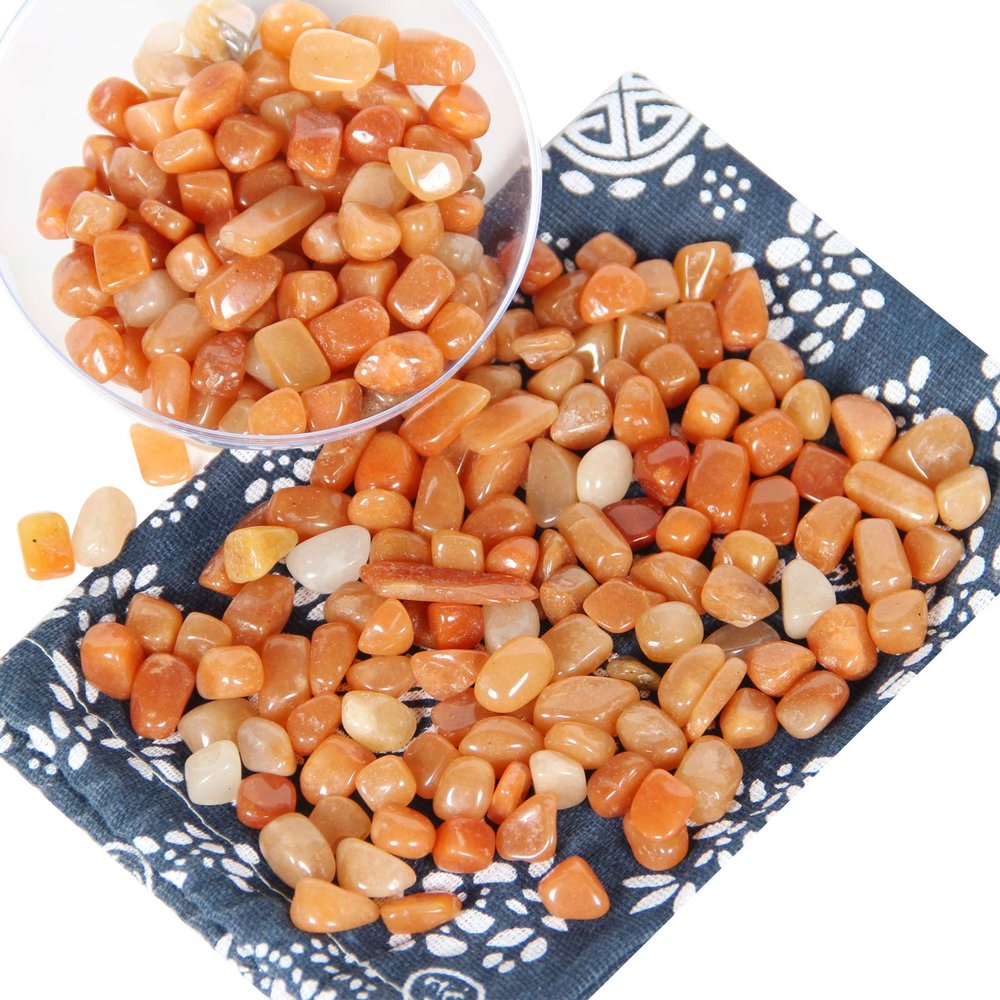 1.1lb Natural Red Aventurine Crystal Chips-Healing Crystals Tumbled Chips, Crushed Red Aventurine Crystal Gemstones for Crafts, Beautiful Package for Gift (Red Aventurine)