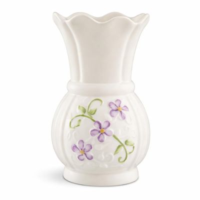 Belleek Classic Irish Flax Vase 4" H x 2.2" W, Handcrafted Fine Parian China Flower Vase, Irish Decor, White