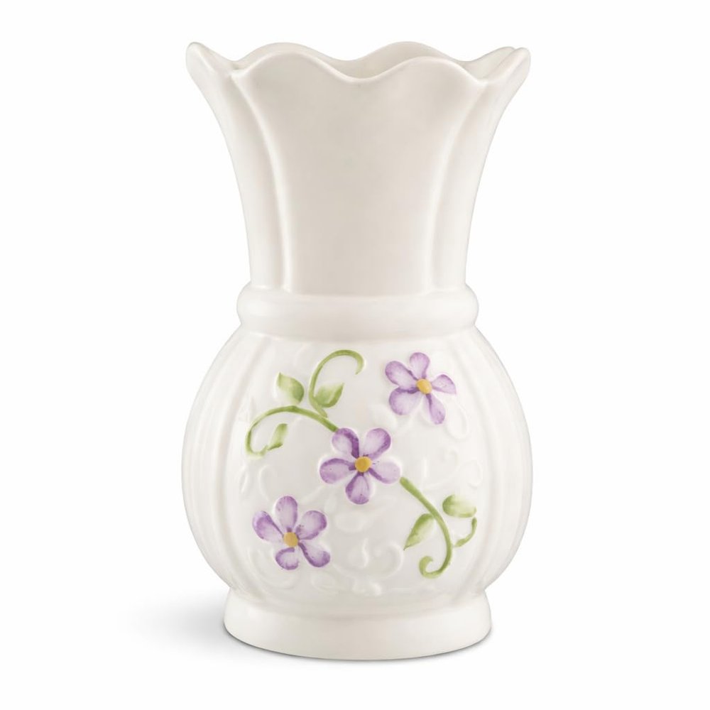 Belleek Classic Irish Flax Vase 4" H x 2.2" W, Handcrafted Fine Parian China Flower Vase, Irish Decor, White