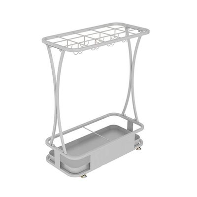 Umbrella Racks WXYZ Rectangular Hotel Umbrella Stand, Large Capacity Umbrella Storage Rack with 15 Holes and 8 Hooks, 60x24x44cm White Pink Green Black (Color : White)