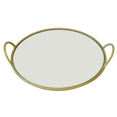 1pc Round Handle Storage Tray for Snacks Fruits Elegant Serving Plate for Kitchen Tabletop Decor Easy to Carry Design Sturdy Build with Glossy Finish for Housewarming