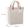 IHOMEIS Reusable Tote Bags with PU Leather handles- Burlap Tote Bags Jute & Cotton Blend, Natural White view 2