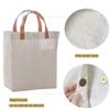 IHOMEIS Reusable Tote Bags with PU Leather handles- Burlap Tote Bags Jute & Cotton Blend, Natural White view 3