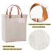 IHOMEIS Reusable Tote Bags with PU Leather handles- Burlap Tote Bags Jute & Cotton Blend, Natural White view 4