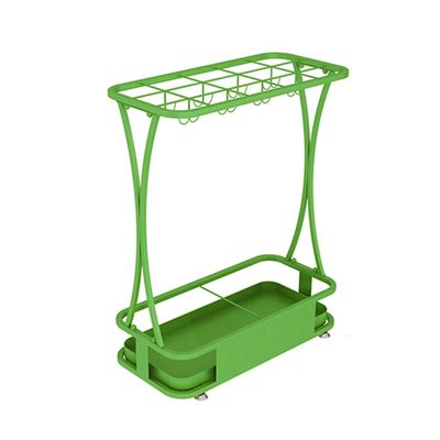 Umbrella Racks WXYZ Rectangular Hotel Umbrella Stand, Large Capacity Umbrella Storage Rack with 15 Holes and 8 Hooks, 60x24x44cm White Pink Green Black (Color : Green)