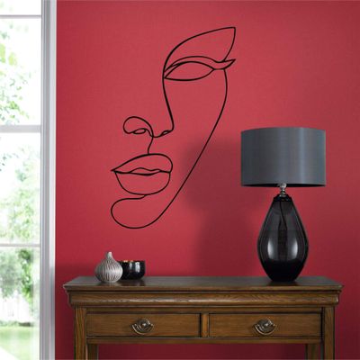 Dekadron Line Wall Art, Face Abstract Metal Wall Art, Minimalist Art, Geometric Metal Wall Decoration, Home Decor, Geometric Wall (22" W x 36" H / 56 x 90cm)