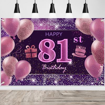 81st Birthday Decorations for Girls IMISI Happy Birthday Banner Pink Decorations for A Party Birthday Backdrop for Women