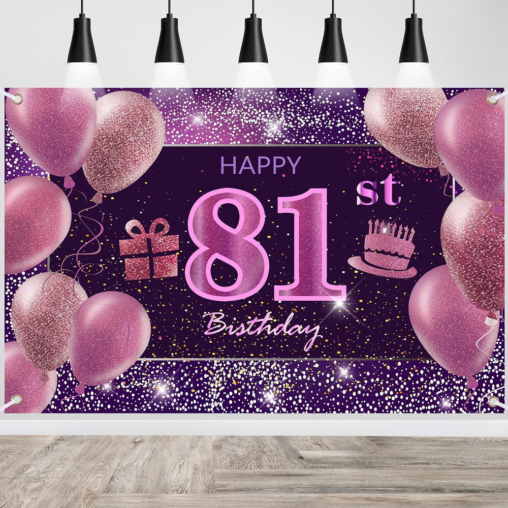 81st Birthday Decorations for Girls IMISI Happy Birthday Banner Pink Decorations for A Party Birthday Backdrop for Women
