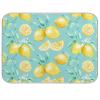 Absorbent Dish Drying Mat for Kitchen Counter - Yellow lemon teal background Microfiber Drying Pad, Reversible Drainer Mats for Countertop, Medium 16 x 18 inch view 1