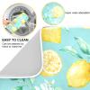 Absorbent Dish Drying Mat for Kitchen Counter - Yellow lemon teal background Microfiber Drying Pad, Reversible Drainer Mats for Countertop, Medium 16 x 18 inch view 2