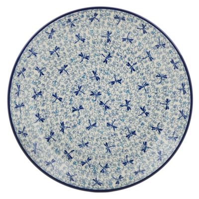 Polmedia Polish Pottery Dinner Plate - Dragonfly In The Sky Pattern Handmade in Boleslawiec Poland by Ceramika Artystyczna + Certificate of Authenticity