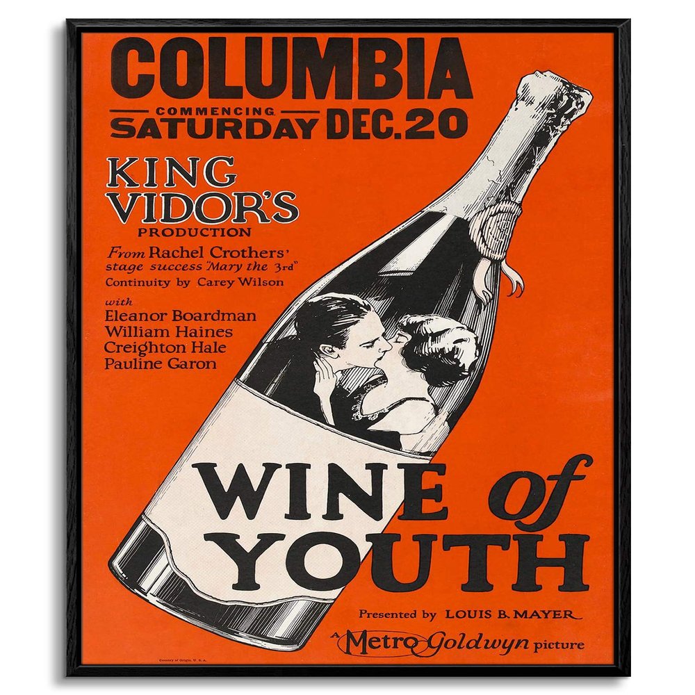 artprints1stop Floating Frame Canvas Print Wall Art - Wine of Youth Movie Poster - 16x24 inches