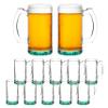 12 Libbey Beer Mugs Set, 12 oz. - Groomsmen Glassware - Green view 1
