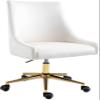 Meridian Furniture 163Cream Karina Collection Modern | Contemporary Velvet Upholstered Swivel and Adjustable Office Chair with Durable Rich Gold Base, Cream, 23" W x 26" D x 36"-39" H view 1