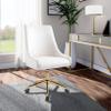Meridian Furniture 163Cream Karina Collection Modern | Contemporary Velvet Upholstered Swivel and Adjustable Office Chair with Durable Rich Gold Base, Cream, 23" W x 26" D x 36"-39" H view 2