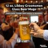 12 Libbey Beer Mugs Set, 12 oz. - Customizable Text, Logo - Groomsmen Glassware - Clear view 4