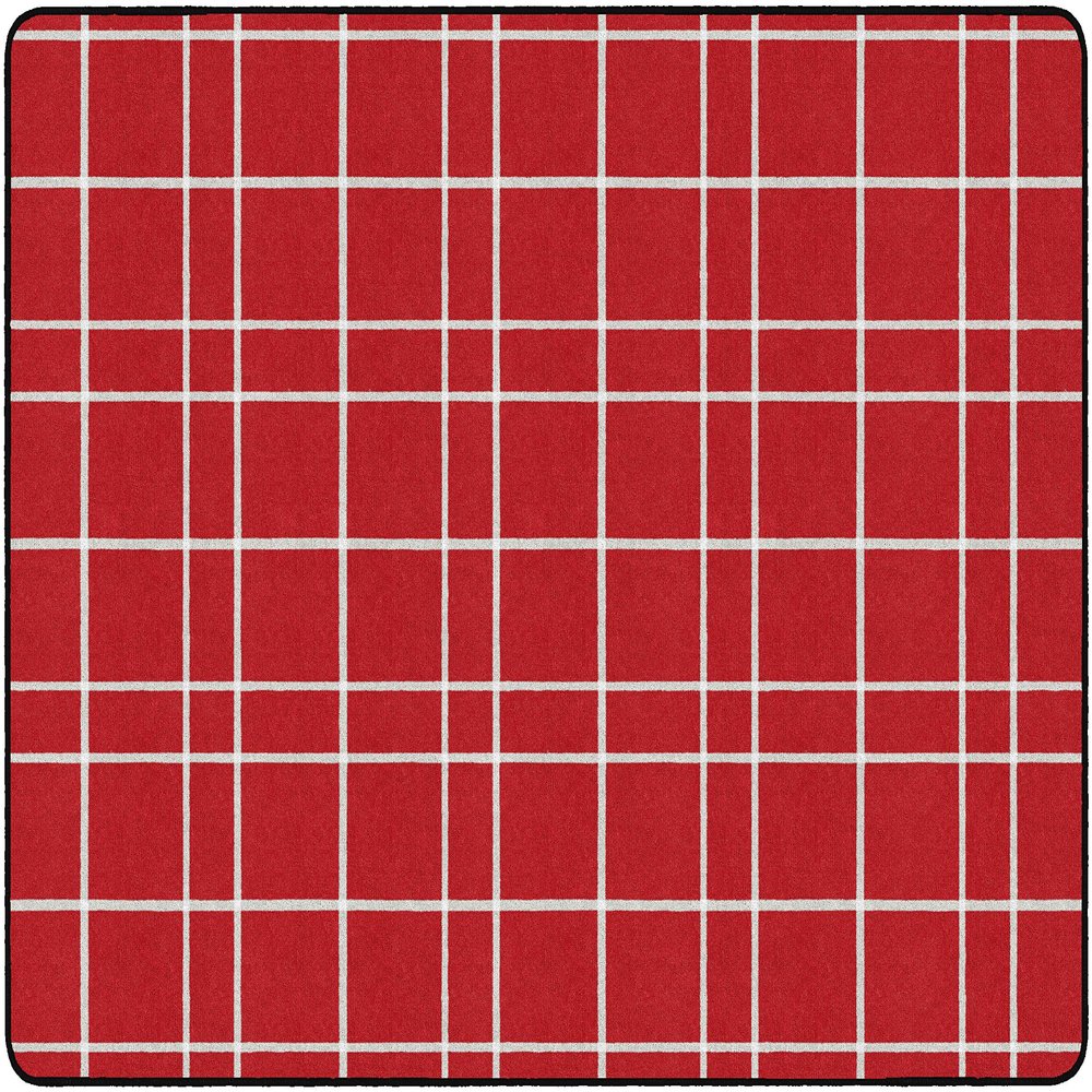 Flagship Carpets Check Pattern Area Rug for Childrens Classroom, Kids Playroom, Living Room or Bedroom Carpet and Kitchen Rug, 6' x 8'4", Red