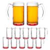 12 Libbey Beer Mugs Set, 12 oz. - Groomsmen Glassware - Red view 1