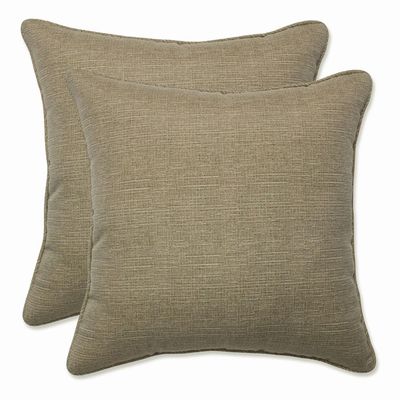 Pillow Perfect Monti Chino Solid Indoor/Outdoor Small Throw Pillow Plush Fill, Weather and Fade Resistant, Small Throw - 16.5" x 16.5", Tan, 2 Count