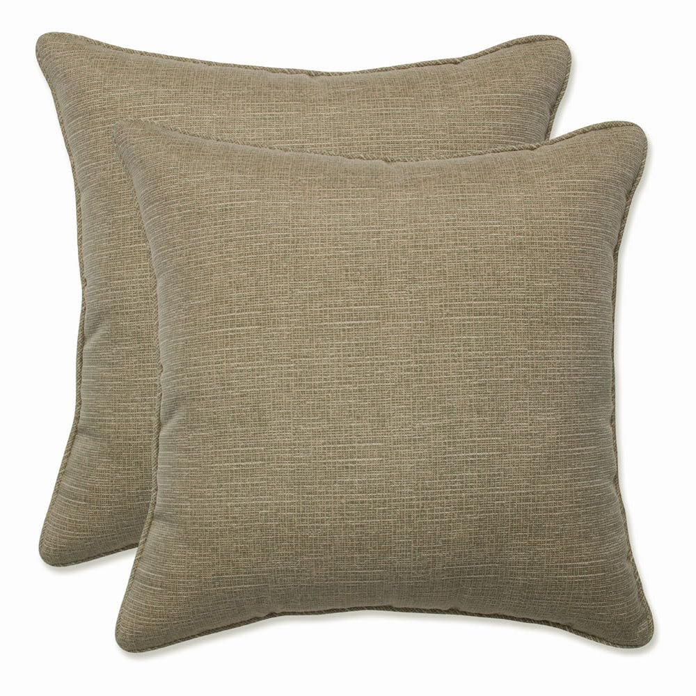 Pillow Perfect Monti Chino Solid Indoor/Outdoor Small Throw Pillow Plush Fill, Weather and Fade Resistant, Small Throw - 16.5" x 16.5", Tan, 2 Count