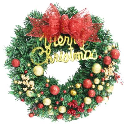 Wreath LIU- Christmas 15 Inch Artificial Front Door for Home Farmhouse Shopping Mall Christmas Party Decoration