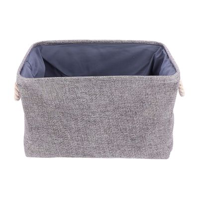 1pc Foldable Linen Storage Basket for Laundry and Sundries Drawstring Organizer Practical Grey and Linen Cloth Design for Home and Bedroom Storage