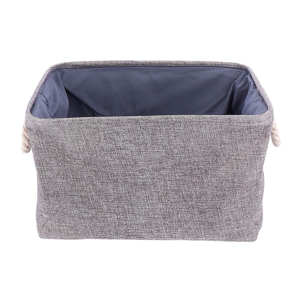 1pc Foldable Linen Storage Basket for Laundry and Sundries Drawstring Organizer Practical Grey and Linen Cloth Design for Home and Bedroom Storage