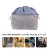 1pc Foldable Linen Storage Basket for Laundry and Sundries Drawstring Organizer Practical Grey and Linen Cloth Design for Home and Bedroom Storage view 2