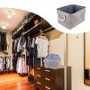 1pc Foldable Linen Storage Basket for Laundry and Sundries Drawstring Organizer Practical Grey and Linen Cloth Design for Home and Bedroom Storage view 4
