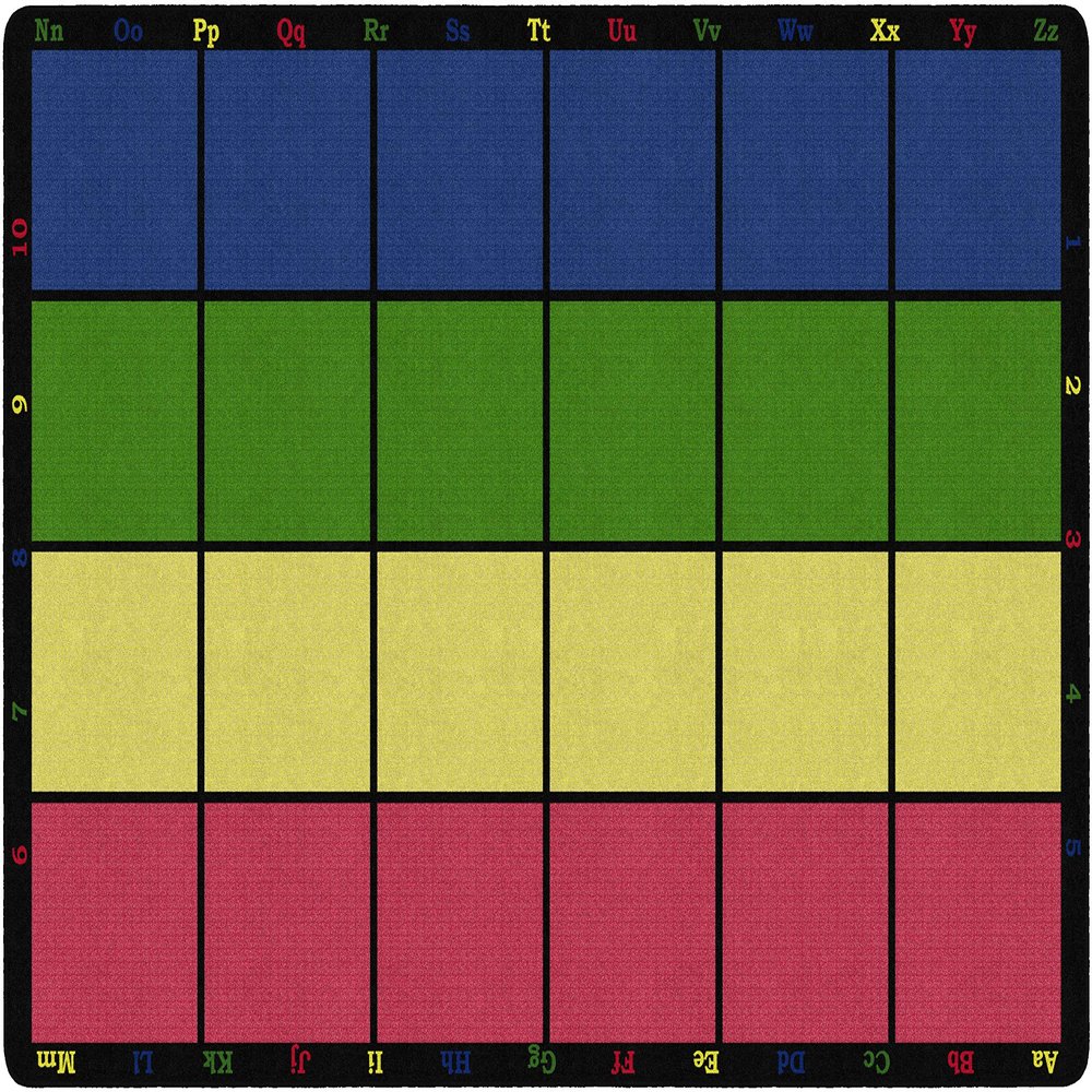 Flagship Carpets Learning Grid Colorful Numbers and Letters Kids Seating Area Rug for Classroom, Play Area Mat, Home Learning or Kids Room Carpet, 7'5" x 12', Seats 24
