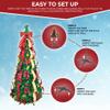6ft Pop up Christmas Tree - Fully Decorated Pre-Lit Pull Up Tree Includes Storage Bag, Ornaments, Ribbon, Pinecones, Stand, and Warm UL Lights view 3
