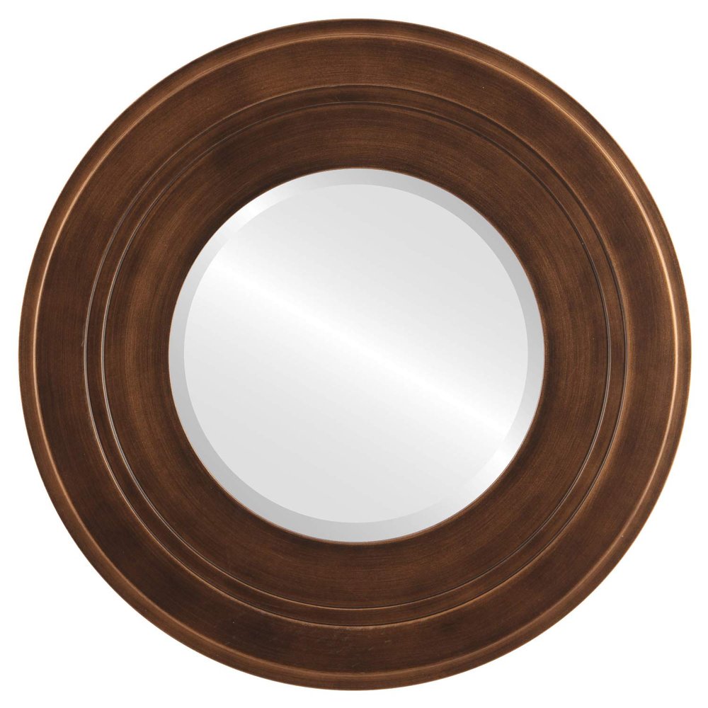 OVALCREST Round Beveled Wall Mirror for Home Decor - Palomar Style - Sunset Gold - 23x23 Outside Dimensions