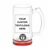 12 Libbey Beer Mugs Set, 12 oz. - Customizable Text, Logo - Groomsmen Glassware - Red view 1