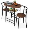 Best Choice Products 3-Piece Wooden Round Table & Chair Set for Kitchen, Dining Room, Compact Space w/Steel Frame, Built-in Wine Rack - Black/Brown view 1