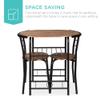 Best Choice Products 3-Piece Wooden Round Table & Chair Set for Kitchen, Dining Room, Compact Space w/Steel Frame, Built-in Wine Rack - Black/Brown view 2
