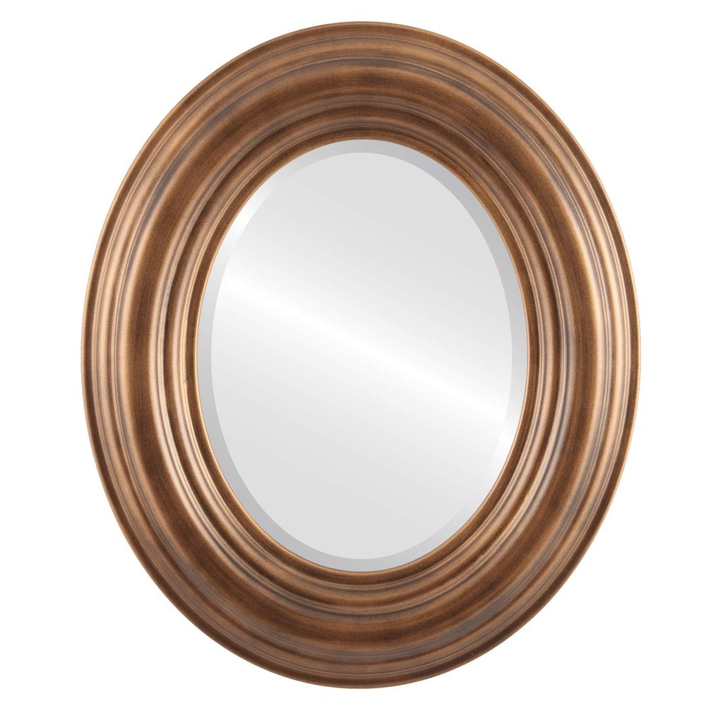 OVALCREST Oval Beveled Wall Mirror for Home Decor - Regalia Style - Sunset Gold - 31x43 Outside Dimensions