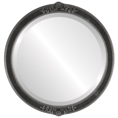 OVALCREST Round Beveled Wall Mirror for Home Decor - Athena Style - Rosewood - 16x16 Outside Dimensions