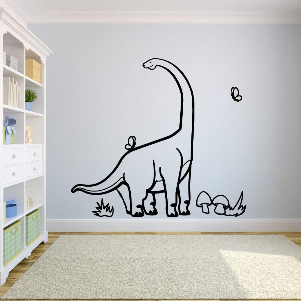 Long Neck Dinosaur Brachiosaurus Jurassic Dino Wall Sticker Art Decal for Girls Boys Kids Room Bedroom Nursery Kindergarten House Fun Home Decor Stickers Wall Art Vinyl Decoration Size (27x30 inch)