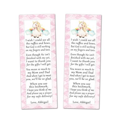30 bookmarks watercolor unicorn baby shower favors personalized for girls