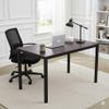 GL GLOBAL LIFE 47 inch Large Computer Desk Wood, Modern Simple Style Desk for Home Office, Bedroom, Study Student Writing Desk, Small Spaces, Black Metal Frame, Dark Walnut Top view 1