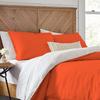 3 Piece Reversible Duvet Cover Set with Zipper & Corner Ties 100% Egyptian Cotton 800 Thread Count Premium Two Tone Bedding (Oversized Super King, Orange/White) view 1