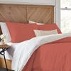1 Piece Reversible Duvet Cover with Zipper & Corner Ties 100% Egyptian Cotton 800 Thread Count Premium Two Tone Bedding (Super King, Brick Red/White) view 1